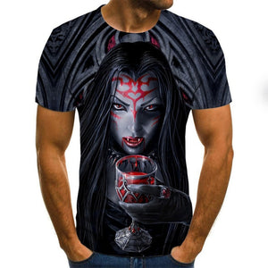 2020 Mens horror T shirts Fashion New Summer Men's Short Sleeve T-shirt Casual 3D Zombie Print Rock Tshirt For Man Full Printed