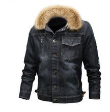 Load image into Gallery viewer, 2013Mountainskin men&#39;s thick denim jacket winter autumn male fur collar velvet coat male fashion windproof Denim coat S ~ 6XL
