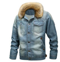 Load image into Gallery viewer, 2013Mountainskin men&#39;s thick denim jacket winter autumn male fur collar velvet coat male fashion windproof Denim coat S ~ 6XL
