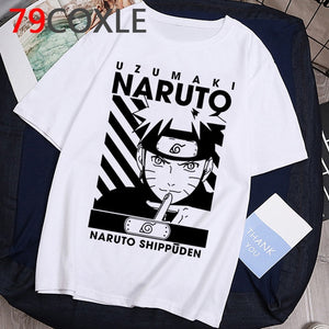 Camiseta de Anime japonés de moda Naruto, camiseta divertida de dibujos animados Sasuke para hombre, camiseta de ropa informal de moda, camiseta de pareja, parte de arriba de estilo hip hop, camiseta para hombre